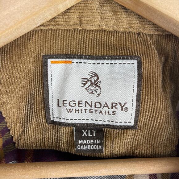 Legendary Whitetails Flannel Shirt Men's XLT Tall Buck Camp Plaid LS Brown Red - Picture 3 of 10